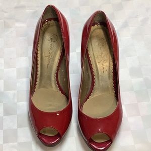 Jessica Simpson, red patent, 4” heels, size 6